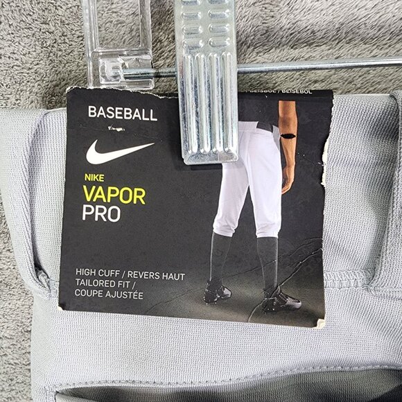 Mens Gray Nike Vapor Pro Baseball Pants 19" Inseam 100% Polyester Size L - Picture 9 of 14